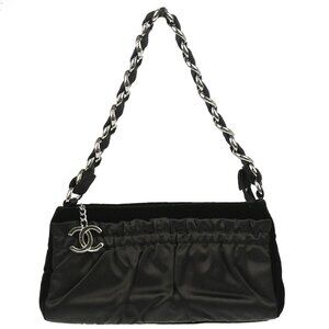 Chanel Black Velvet Satin Handbag 195177